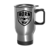Born To Fly - Badge - Black - Travel Mug - silver