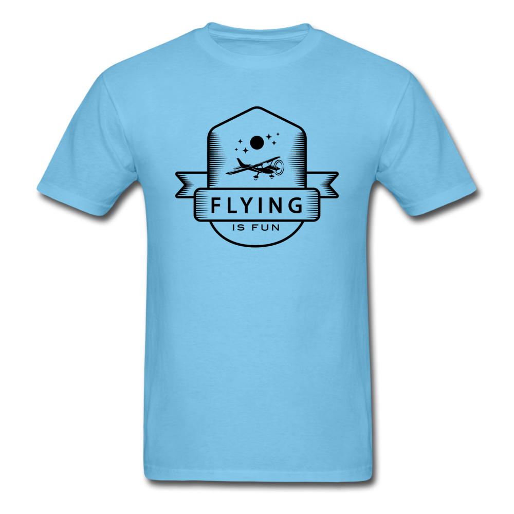 Flying Is Fun Badge - Black - Unisex Classic T-Shirt - aquatic blue