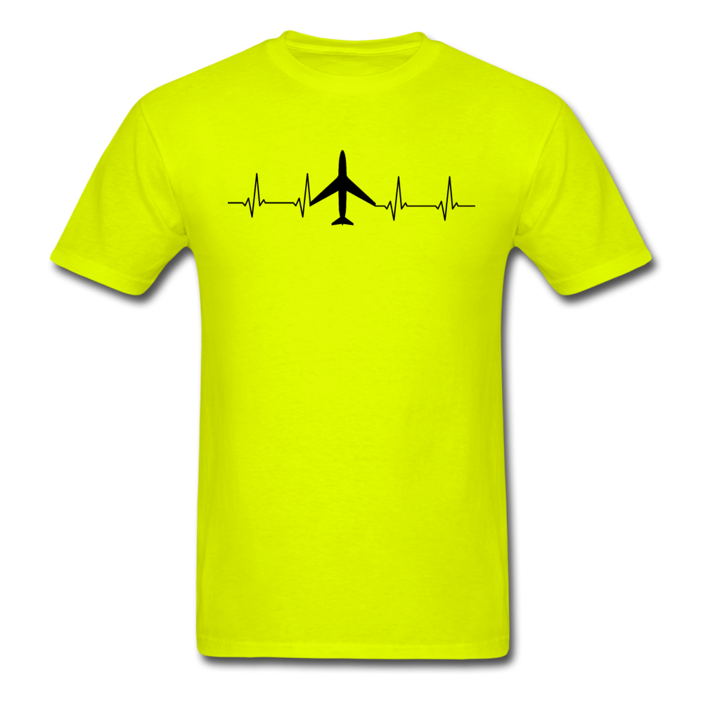 Aviation Heartbeat - Jet - Black - Unisex Classic T-Shirt - safety green