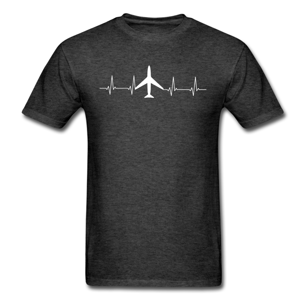 Aviation Heartbeat - Jet - White - Unisex Classic T-Shirt - heather black