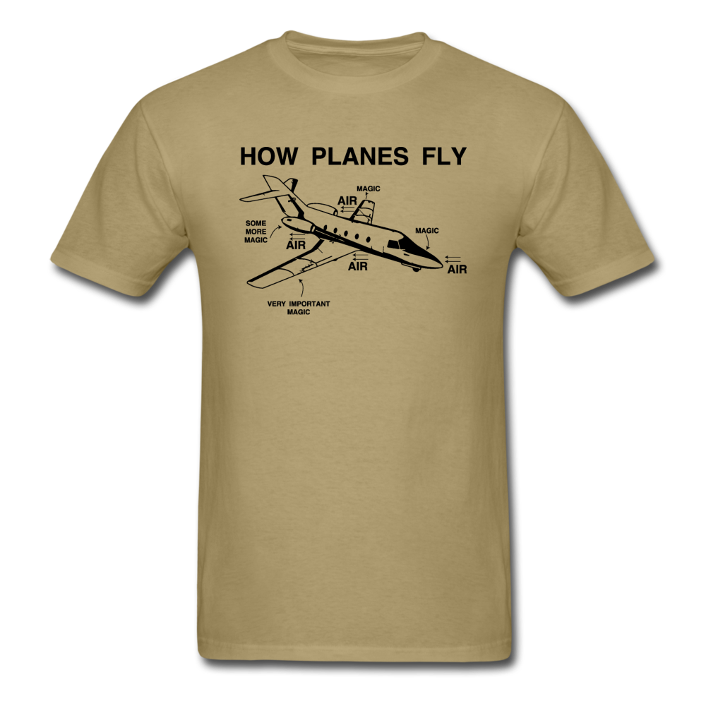 How Planes Fly - Black - Unisex Classic T-Shirt - khaki