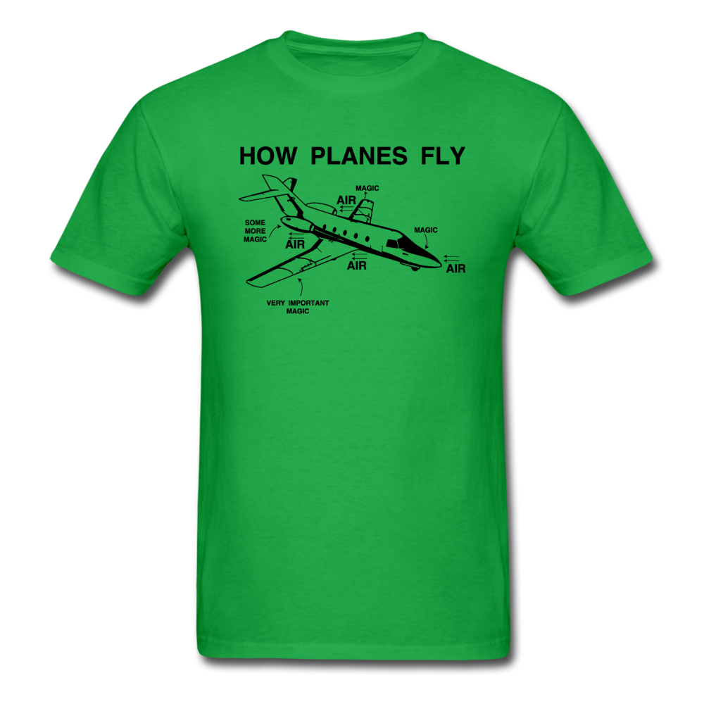 How Planes Fly - Black - Unisex Classic T-Shirt - bright green