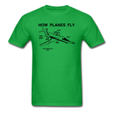 How Planes Fly - Black - Unisex Classic T-Shirt - bright green