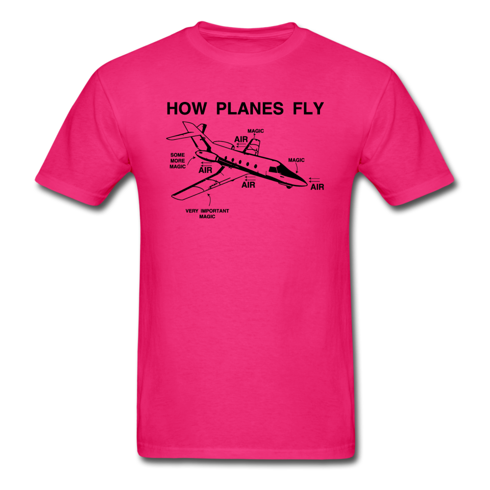 How Planes Fly - Black - Unisex Classic T-Shirt - fuchsia