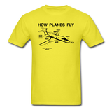 How Planes Fly - Black - Unisex Classic T-Shirt - yellow