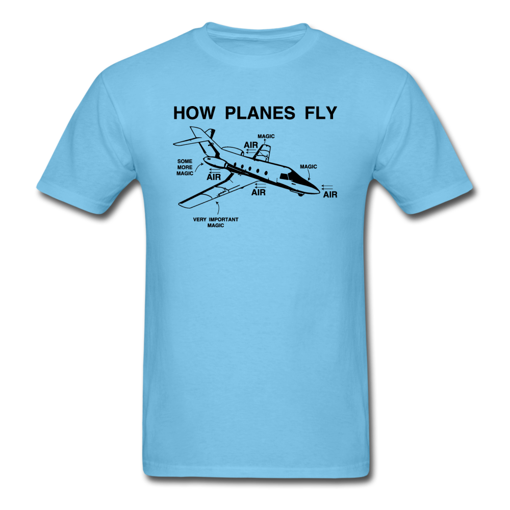 How Planes Fly - Black - Unisex Classic T-Shirt - aquatic blue