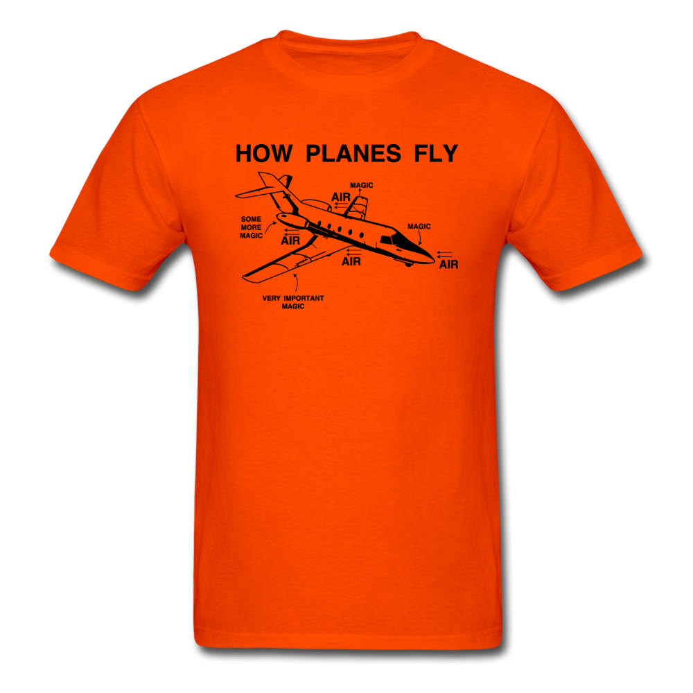 How Planes Fly - Black - Unisex Classic T-Shirt - orange