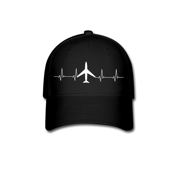 Aviation Heartbeat - Jet - White - Baseball Cap - black