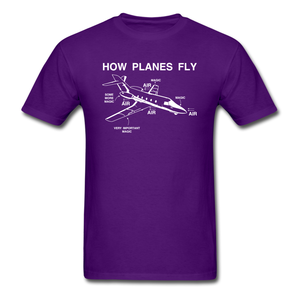 How Planes Fly - White - Unisex Classic T-Shirt - purple