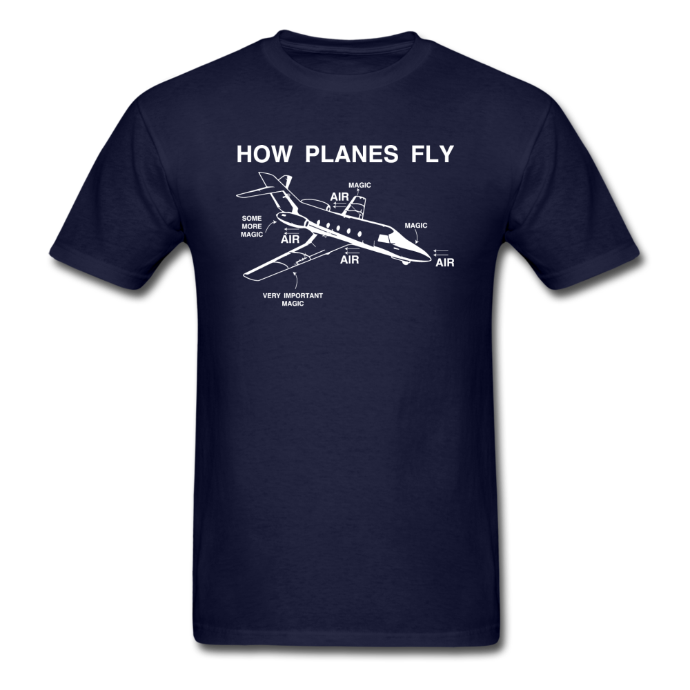 How Planes Fly - White - Unisex Classic T-Shirt - navy