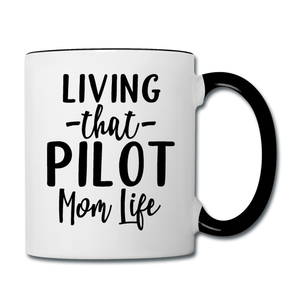 Living That Pilot Mom Life- Black - Contrast Coffee Mug - white/black