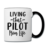 Living That Pilot Mom Life- Black - Contrast Coffee Mug - white/black