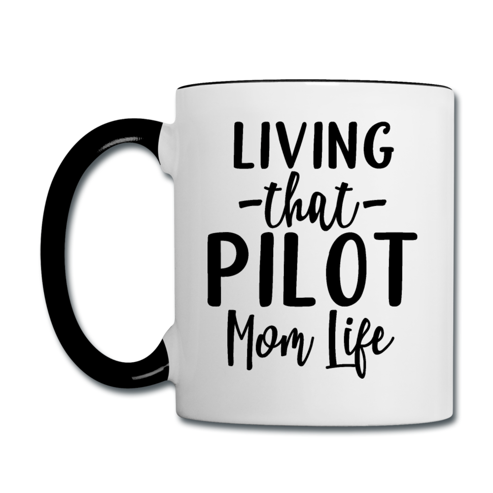 Living That Pilot Mom Life- Black - Contrast Coffee Mug - white/black