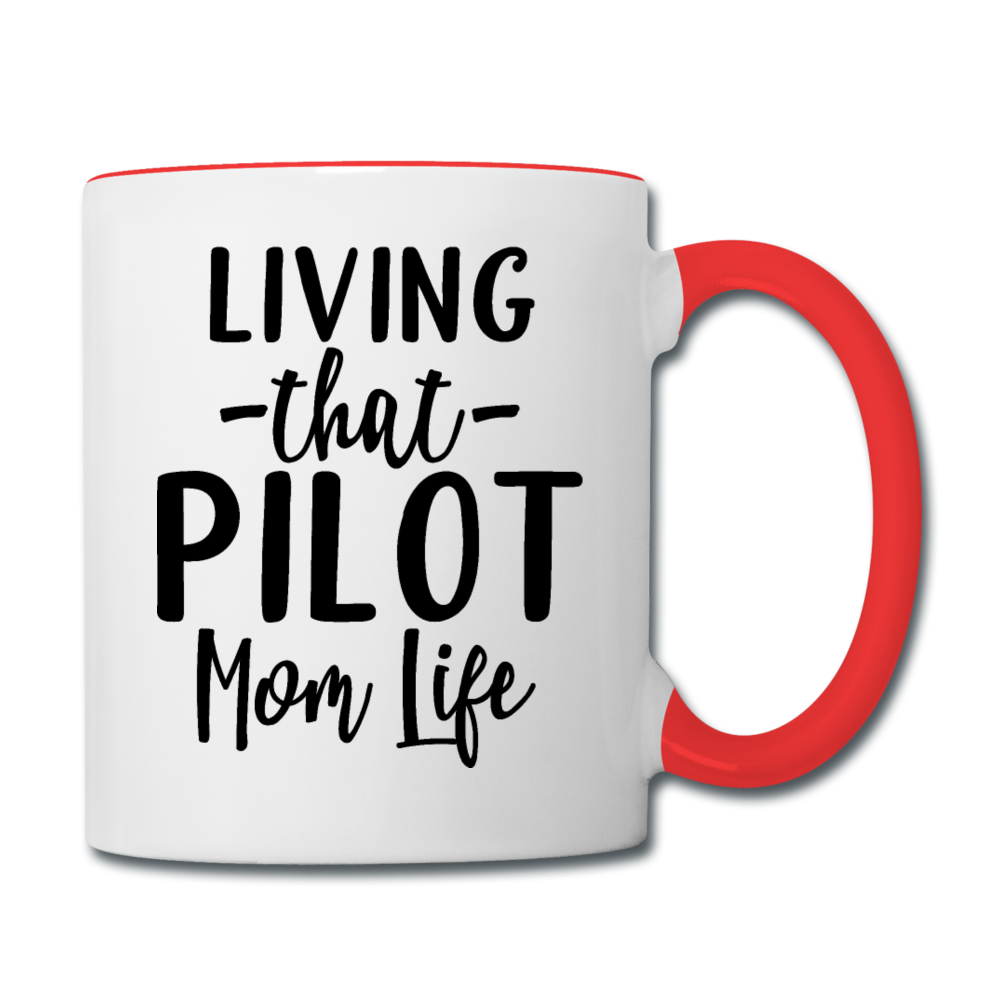 Living That Pilot Mom Life- Black - Contrast Coffee Mug - white/red