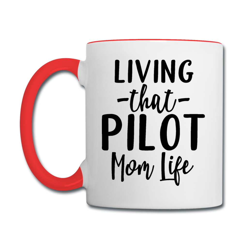 Living That Pilot Mom Life- Black - Contrast Coffee Mug - white/red