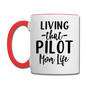 Living That Pilot Mom Life- Black - Contrast Coffee Mug - white/red