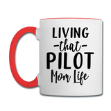 Living That Pilot Mom Life- Black - Contrast Coffee Mug - white/red