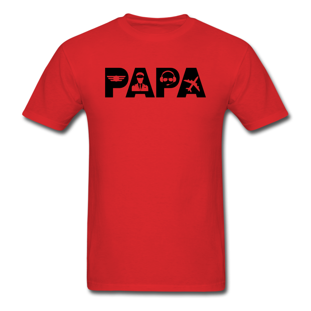 Papa - Airline Pilot - Black - Unisex Classic T-Shirt - red