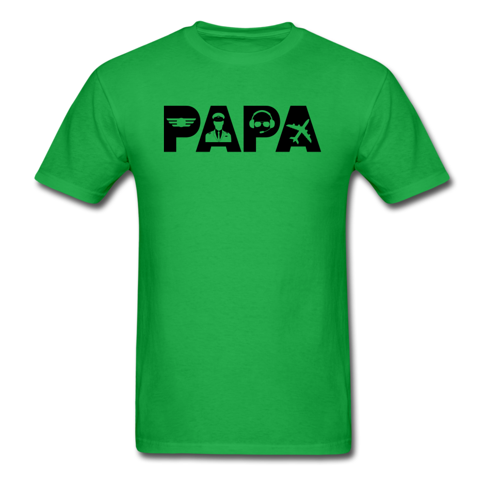 Papa - Airline Pilot - Black - Unisex Classic T-Shirt - bright green