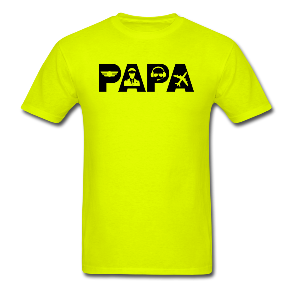 Papa - Airline Pilot - Black - Unisex Classic T-Shirt - safety green