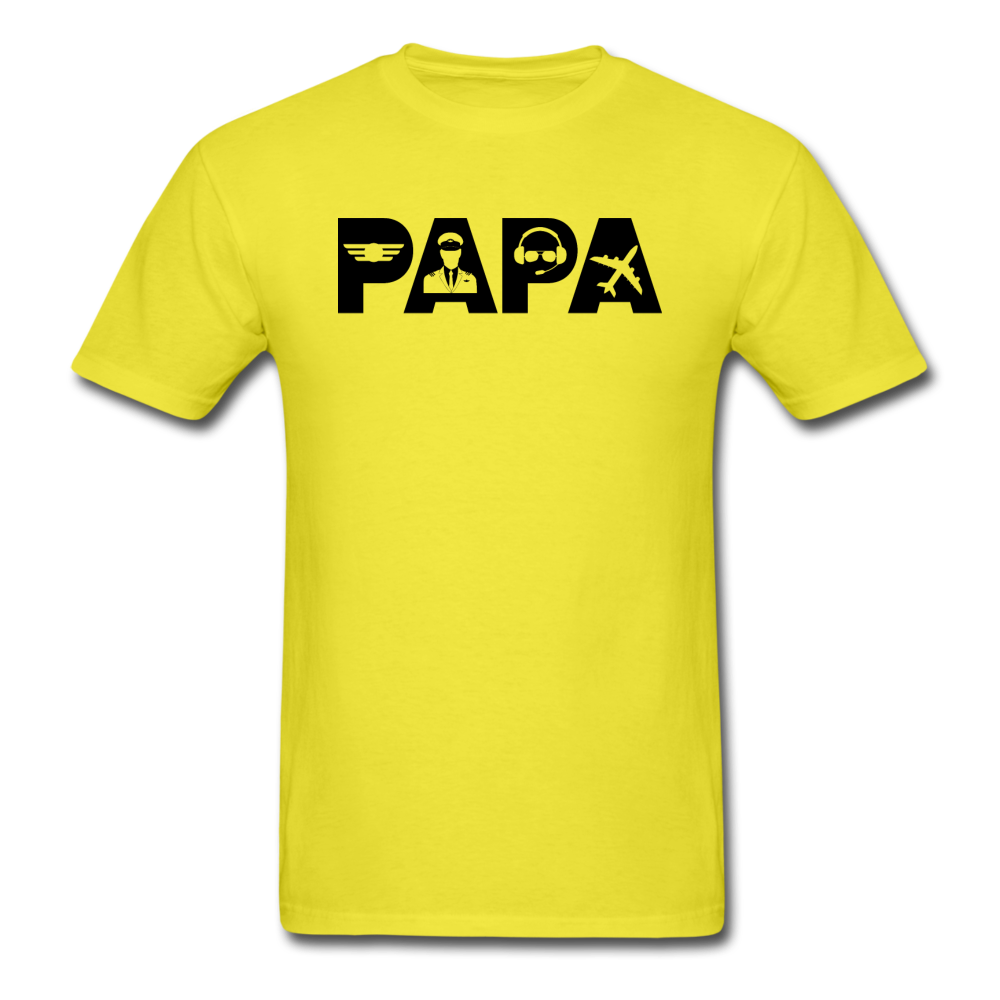 Papa - Airline Pilot - Black - Unisex Classic T-Shirt - yellow