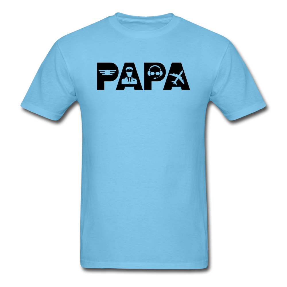 Papa - Airline Pilot - Black - Unisex Classic T-Shirt - aquatic blue