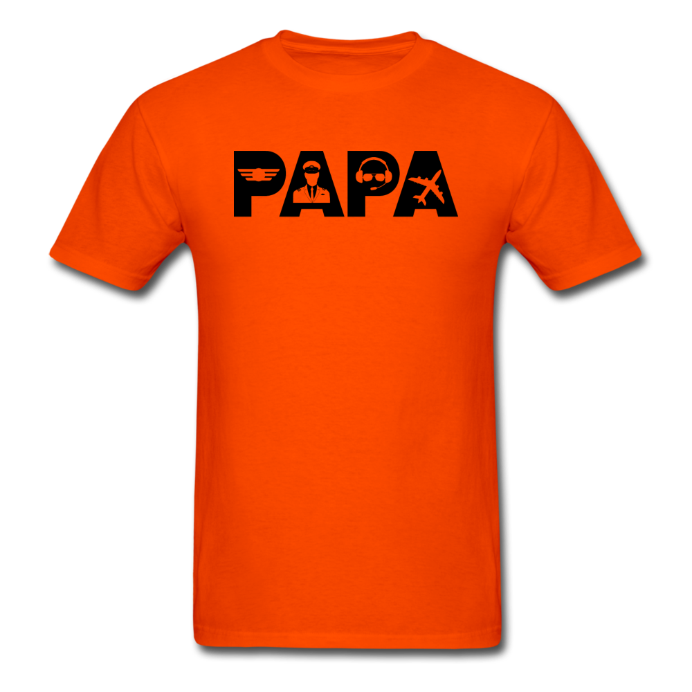 Papa - Airline Pilot - Black - Unisex Classic T-Shirt - orange