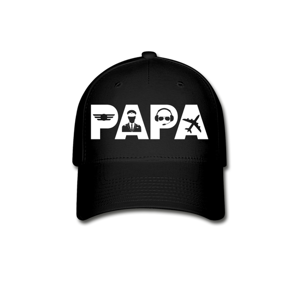 Papa - Airline Pilot - White - Baseball Cap - black