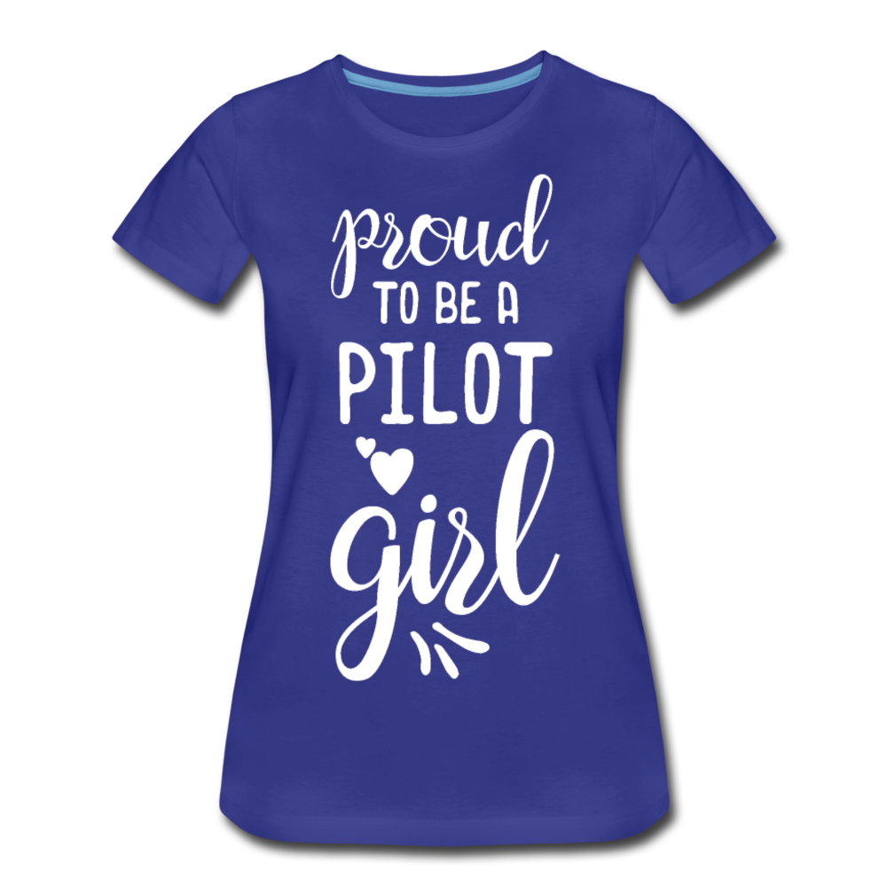 Proud To Be A Pilot GIrl - White - Women’s Premium T-Shirt - royal blue