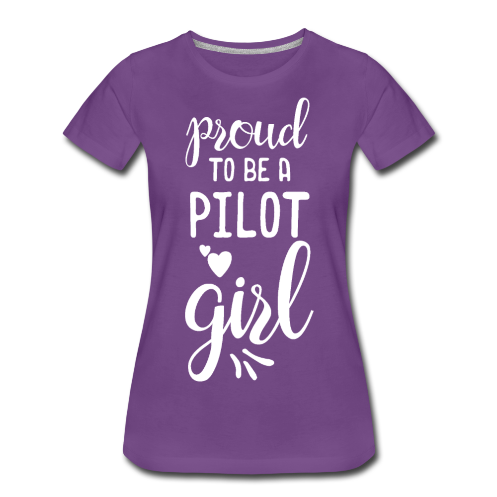 Proud To Be A Pilot GIrl - White - Women’s Premium T-Shirt - purple