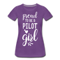 Proud To Be A Pilot GIrl - White - Women’s Premium T-Shirt - purple