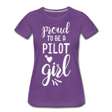 Proud To Be A Pilot GIrl - White - Women’s Premium T-Shirt - purple