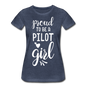 Proud To Be A Pilot GIrl - White - Women’s Premium T-Shirt - heather blue