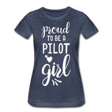 Proud To Be A Pilot GIrl - White - Women’s Premium T-Shirt - heather blue