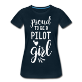 Proud To Be A Pilot GIrl - White - Women’s Premium T-Shirt - deep navy