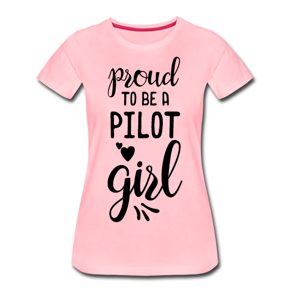 Proud To Be A Pilot Girl - Black - Women’s Premium T-Shirt - pink