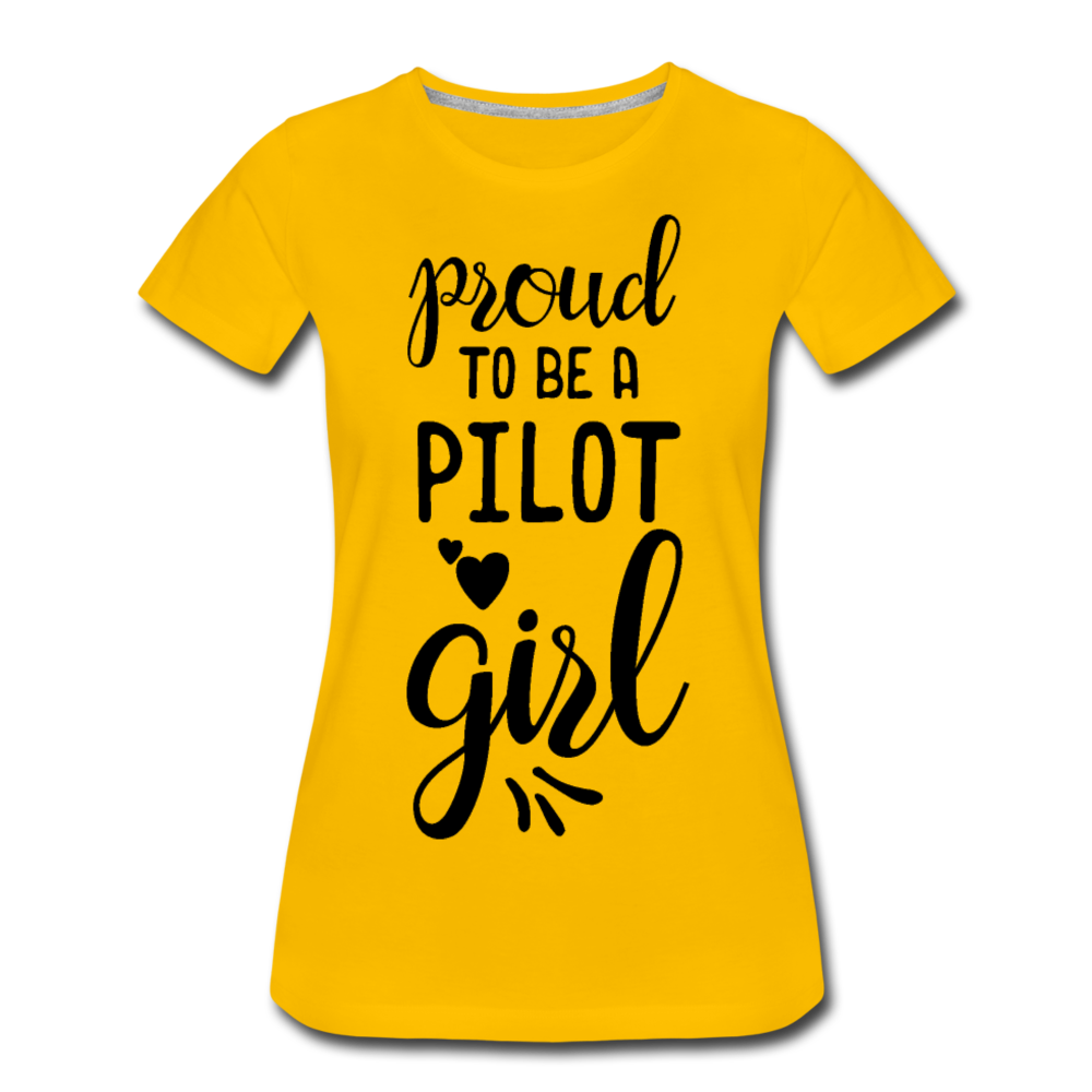 Proud To Be A Pilot Girl - Black - Women’s Premium T-Shirt - sun yellow