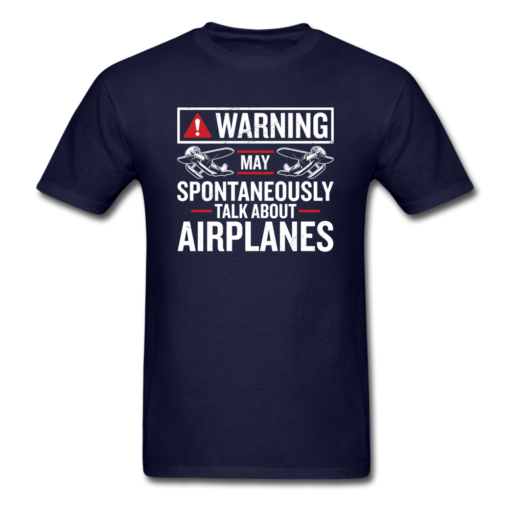 Warning - Talk About Airplanes - Unisex Classic T-Shirt - navy