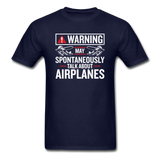 Warning - Talk About Airplanes - Unisex Classic T-Shirt - navy