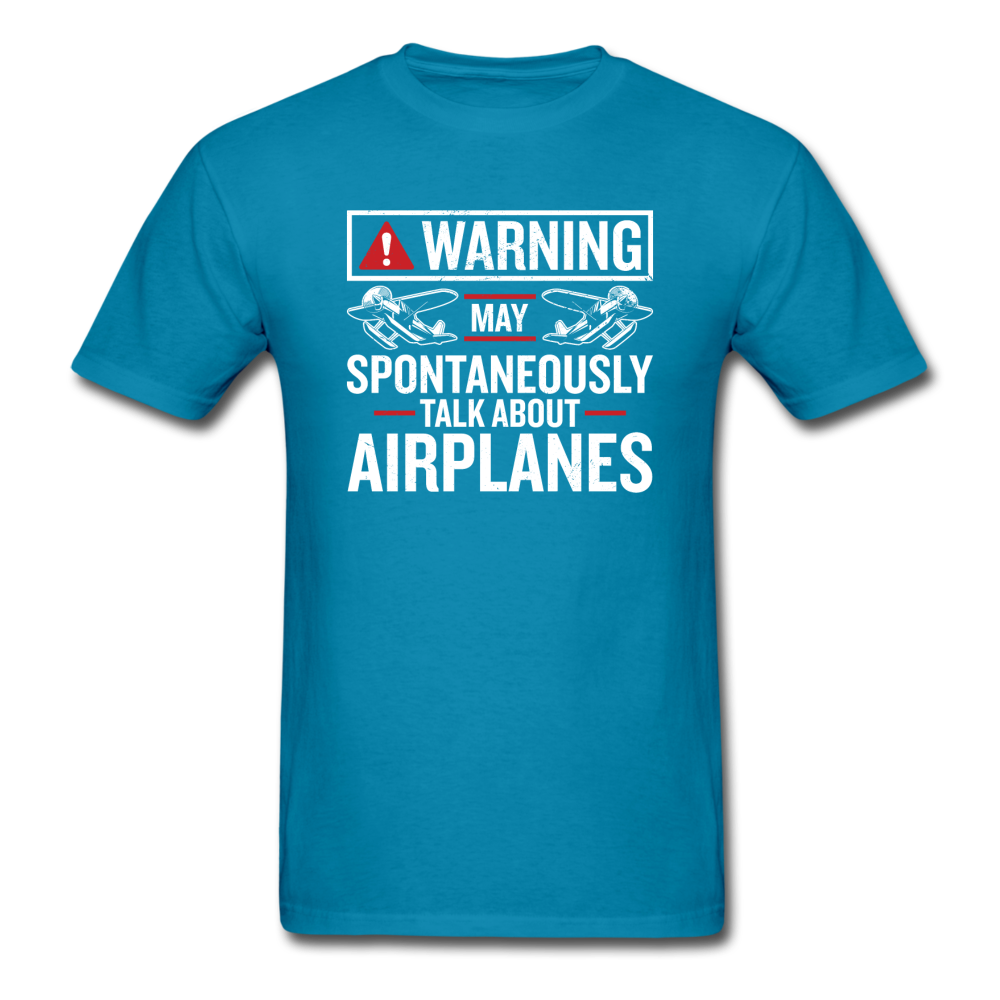 Warning - Talk About Airplanes - Unisex Classic T-Shirt - turquoise