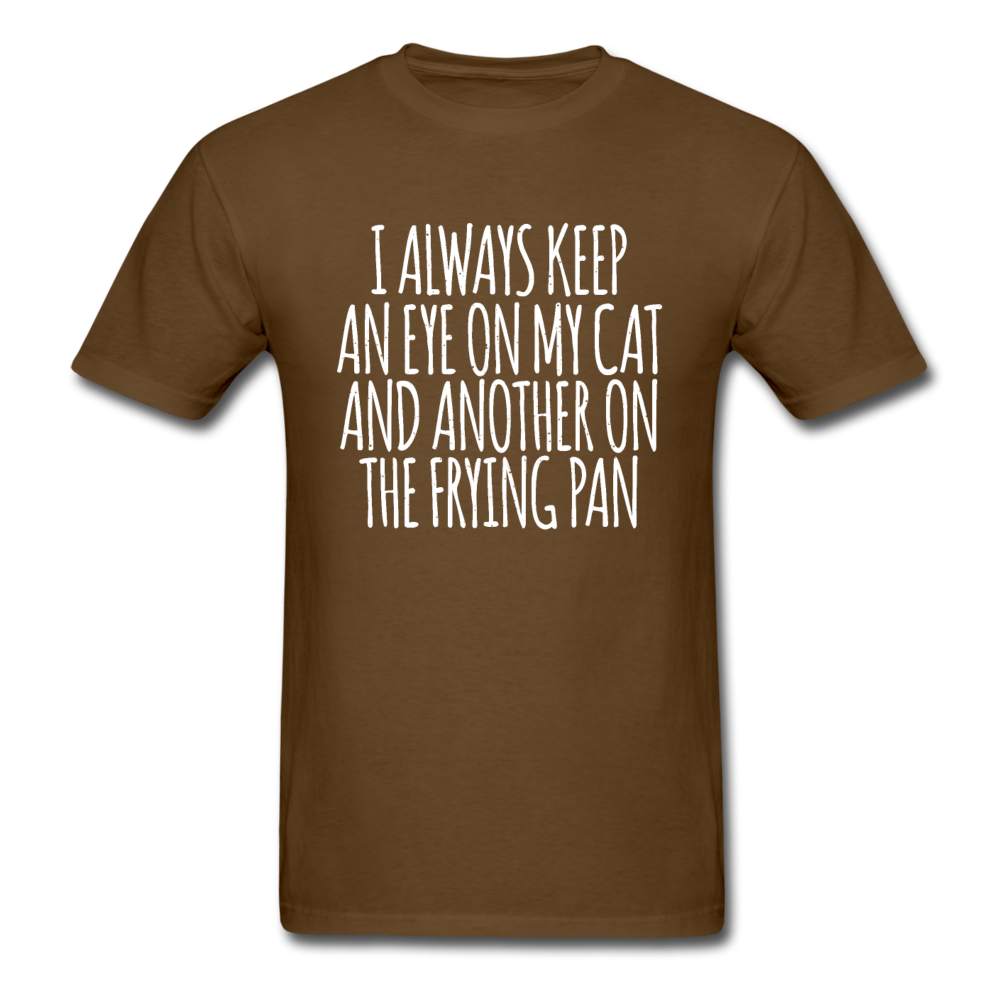 Cat And Frying Pan - White - Unisex Classic T-Shirt - brown