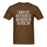 Cat And Frying Pan - White - Unisex Classic T-Shirt - brown