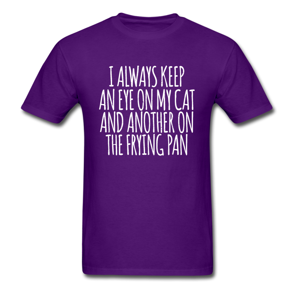 Cat And Frying Pan - White - Unisex Classic T-Shirt - purple