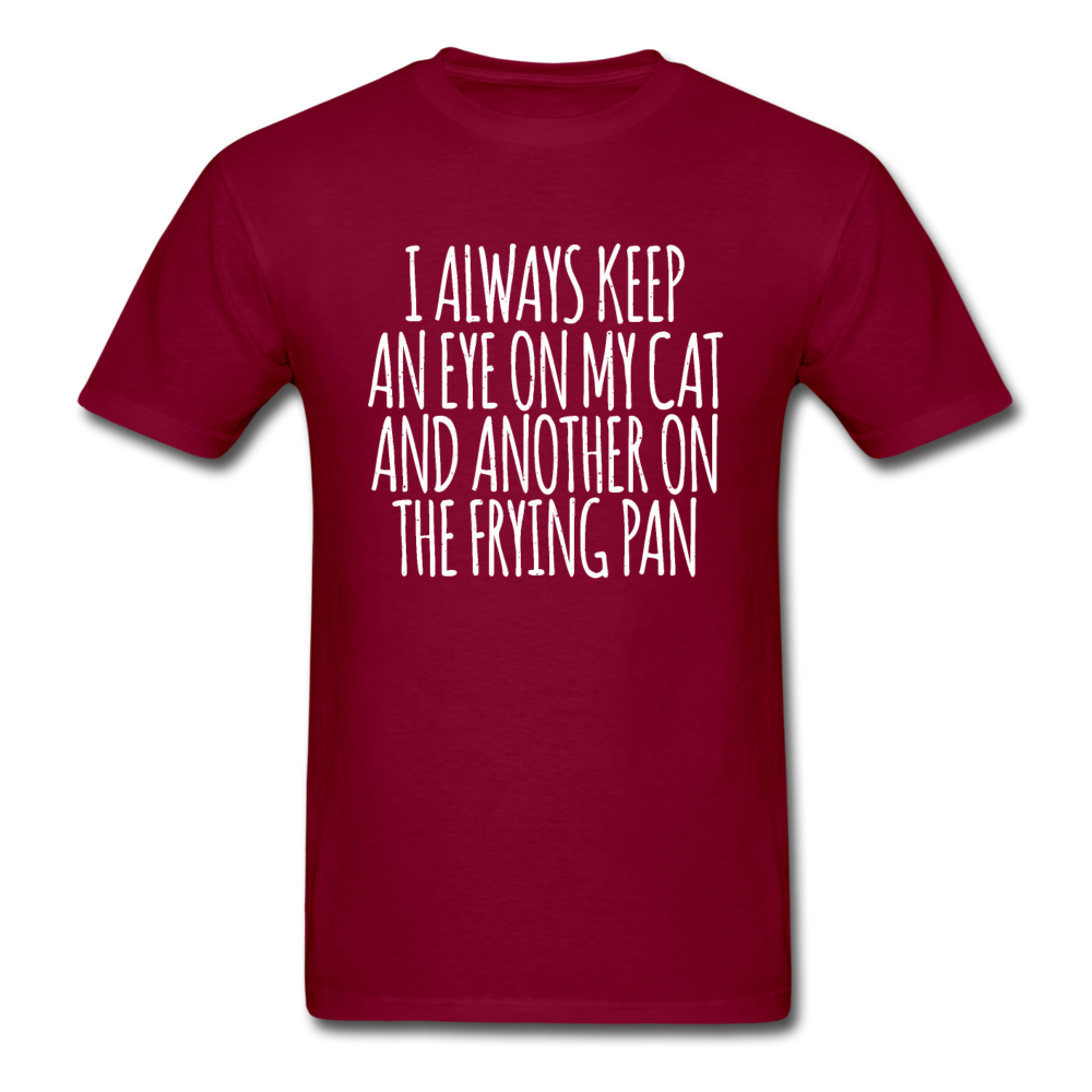 Cat And Frying Pan - White - Unisex Classic T-Shirt - burgundy