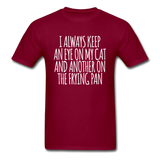 Cat And Frying Pan - White - Unisex Classic T-Shirt - burgundy
