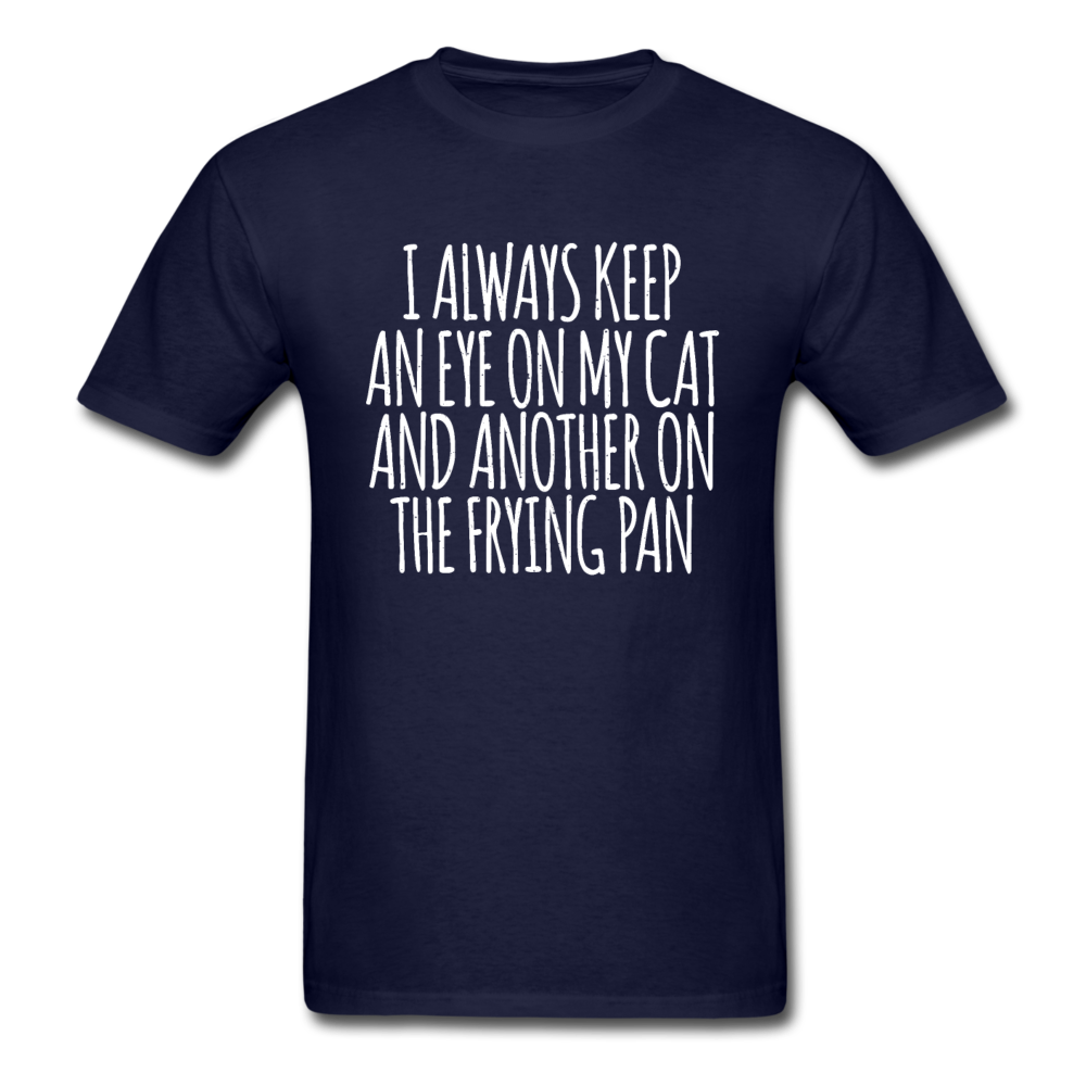 Cat And Frying Pan - White - Unisex Classic T-Shirt - navy