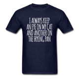 Cat And Frying Pan - White - Unisex Classic T-Shirt - navy