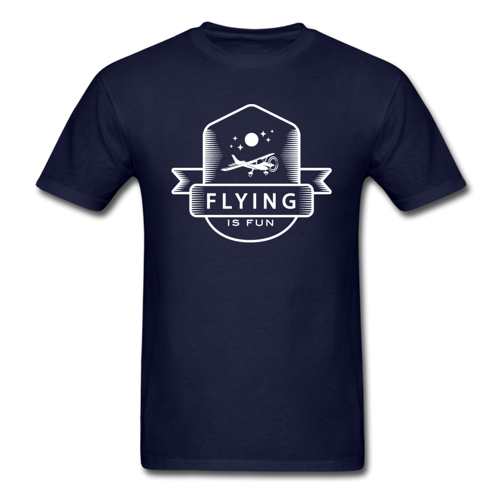 Flying Is Fun Badge - White - Unisex Classic T-Shirt - navy