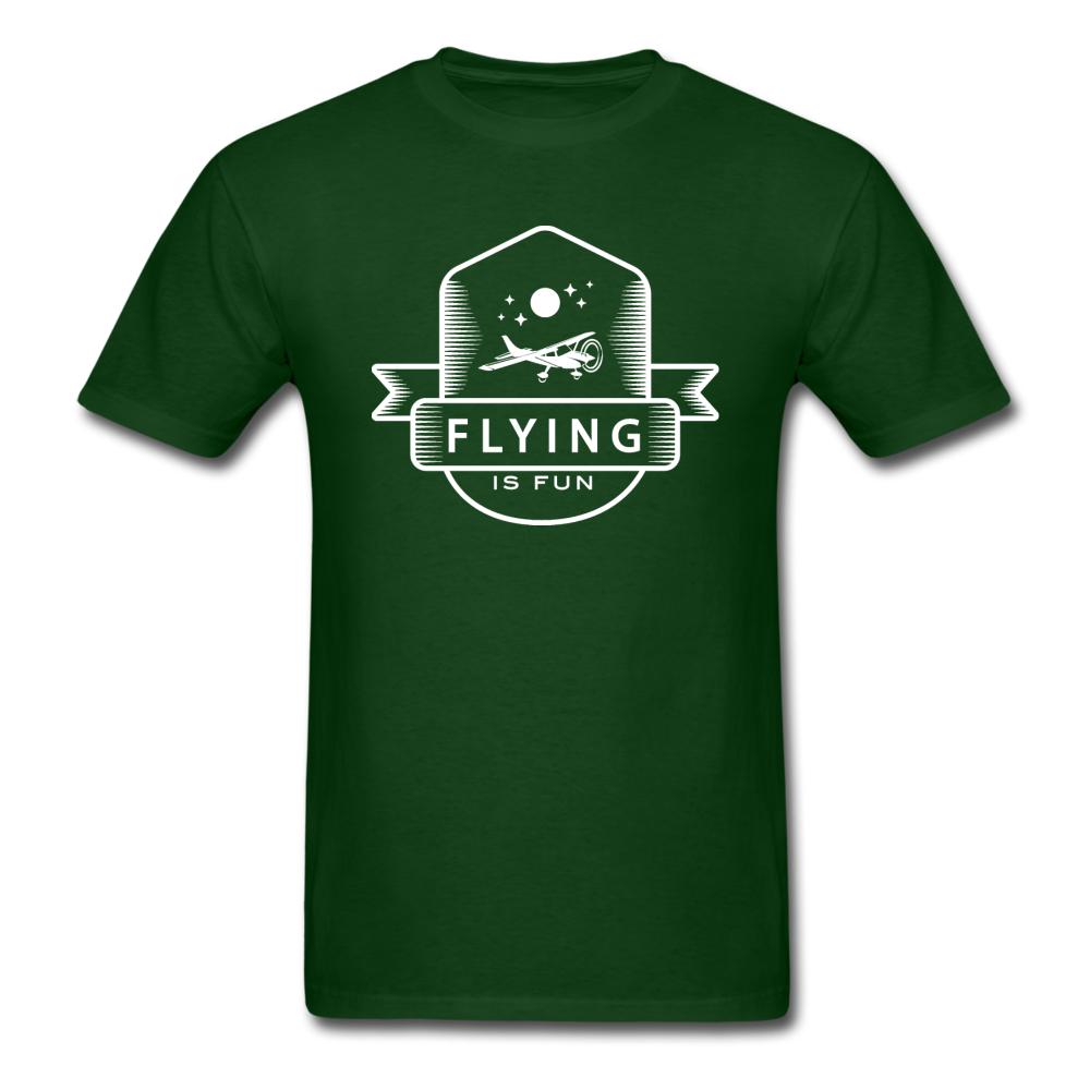 Flying Is Fun Badge - White - Unisex Classic T-Shirt - forest green