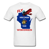 Fly Wisconsin - State Flag - Biplane - Unisex Classic T-Shirt - white
